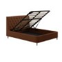 Brown Chenille Double Ottoman Bed With Legs - Amara