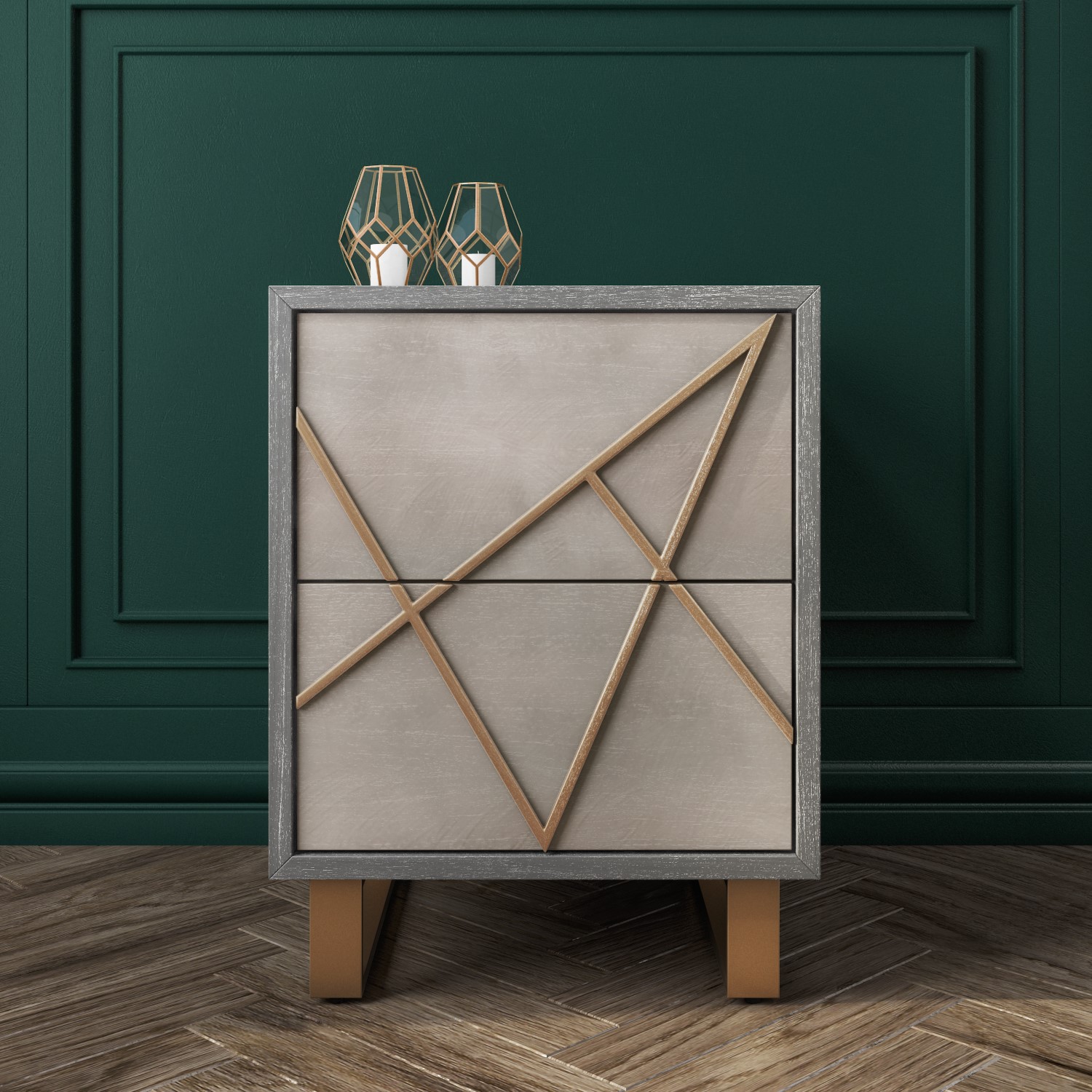 Wood and gold bedside table Clearance