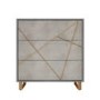 Anastasia 3 Drawer Chest of Drawers in Taupe with Gold Painted Wooden Trim
