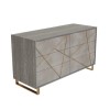 Anastasia 6 Drawer Chest of Drawers in Taupe with Gold Painted Wooden Trim