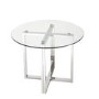 Small Round Glass Dining Table with Chrome Legs - Seats 4 - Alana Boutique