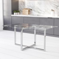 Rectangle Glass Top Dining Table - Seats 6 - Alana Boutique