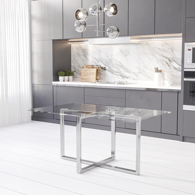 Rectangle Glass Top Dining Table - Seats 6 - Alana Boutique