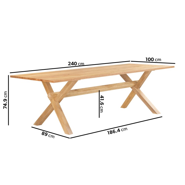 Large Oak Refectory Dining Table - Seats 10 - Anders