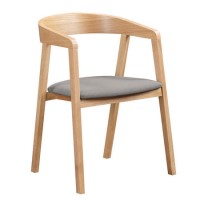 Solid Oak Carver Dining Chair with Grey Woven Seat - Anders