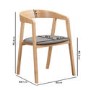 Solid Oak Carver Dining Chair with Grey Woven Seat - Anders