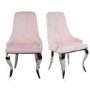 Set of 2 Baby Pink Velvet Dining Chairs with Chrome Legs - Angelica