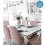 Set of 2 Baby Pink Velvet Dining Chairs with Chrome Legs - Angelica