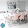 Set of 2 Baby Pink Velvet Dining Chairs with Chrome Legs - Angelica
