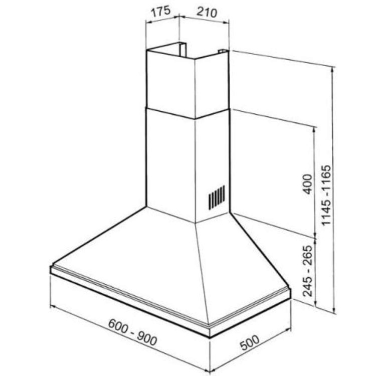 Smeg 90cm wide Chimney Hood