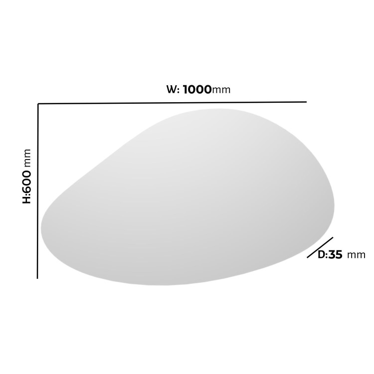 Pebble Backlit Heated Bathroom Mirror with Lights 600 x 1000mm - Apollo