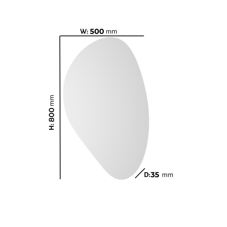 Pebble Backlit Heated Bathroom Mirror with Lights 500 x 800mm - Apollo