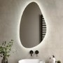 GRADE A1 - Pebble Backlit Bathroom Mirror with Battery Operated Lights 600 x 1000mm- Apollo