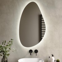 GRADE A1 - Pebble Backlit Bathroom Mirror with Battery Operated Lights 600 x 1000mm- Apollo