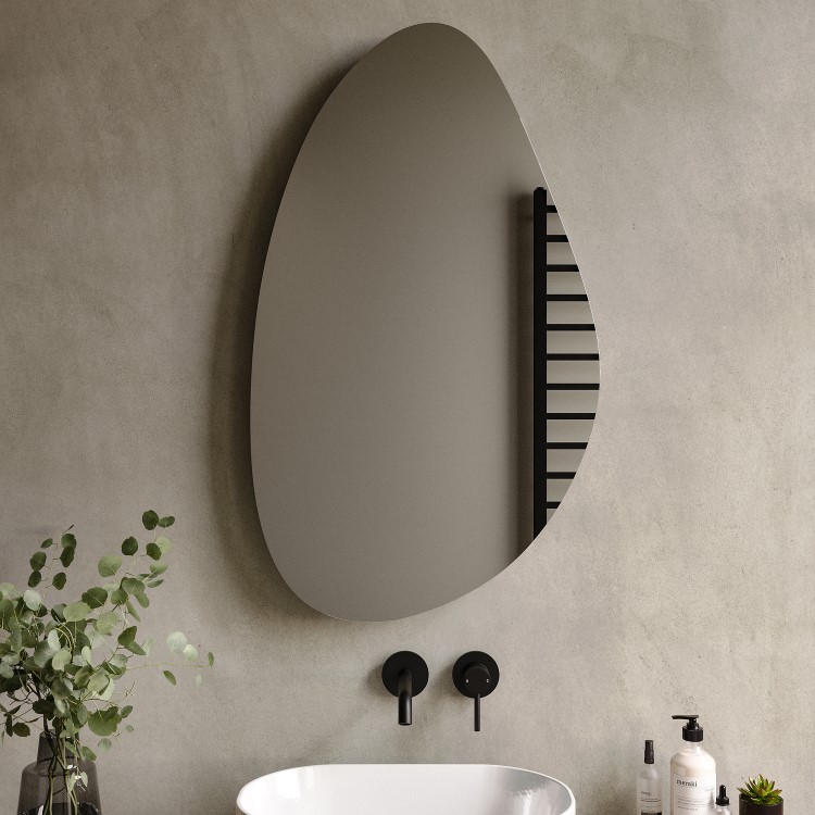 GRADE A1 - Pebble Backlit Bathroom Mirror with Battery Operated Lights 600 x 1000mm- Apollo