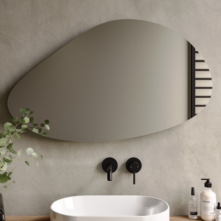GRADE A1 - Pebble Backlit Bathroom Mirror with Battery Operated Lights 600 x 1000mm- Apollo