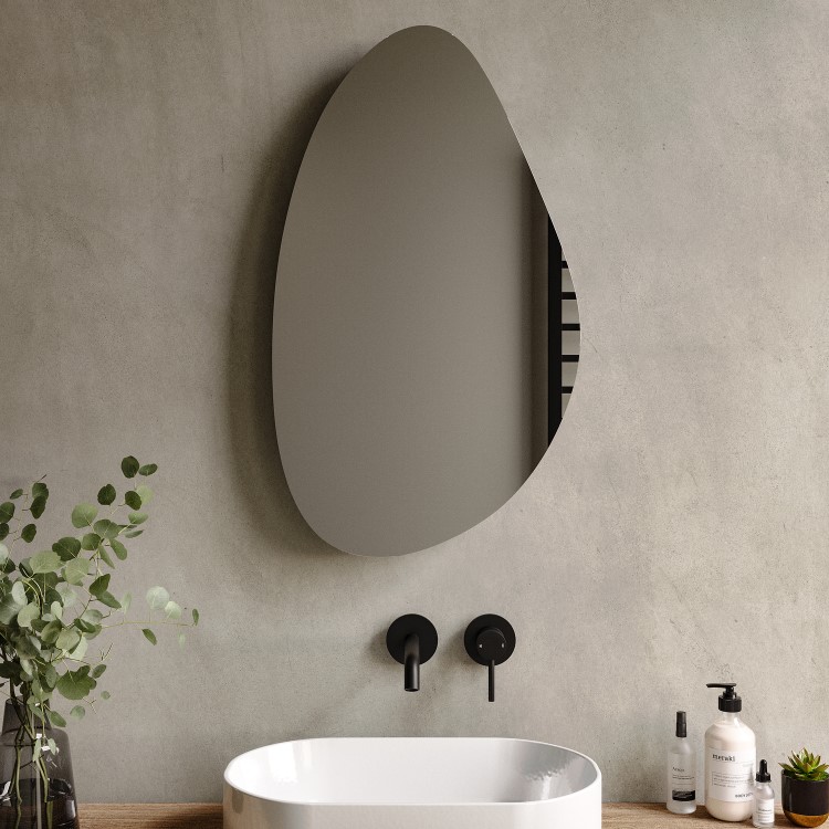 GRADE A1 - Pebble Backlit Bathroom Mirror with Battery Operated Lights 500 x 800mm - Apollo