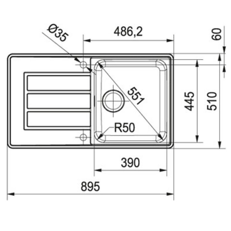 Franke Single Bowl Kitchen Sink with Drainer - Stainless Steel