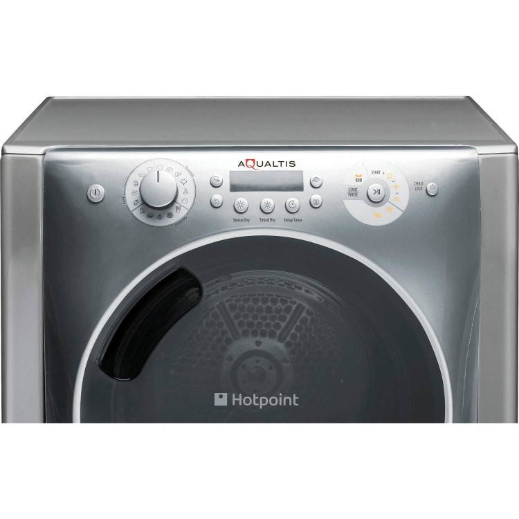 Hotpoint AQC9BF7S1 Aqualtis 9kg Freestanding Condenser Tumble Dryer - Silver