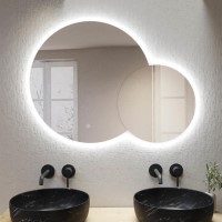 GRADE A1 - Round Backlit LED Heated Double Bathroom Mirror 900 x 700mm - Aquarius