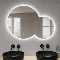 Round Backlit Heated Double Bathroom Mirror with Lights 900 x 700mm - Aquarius