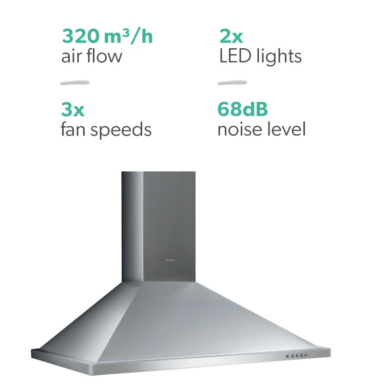 Refurbished Elica Aquavitae AQUAVITAE-50 50cm Chimney Cooker Hood Stainless Steel