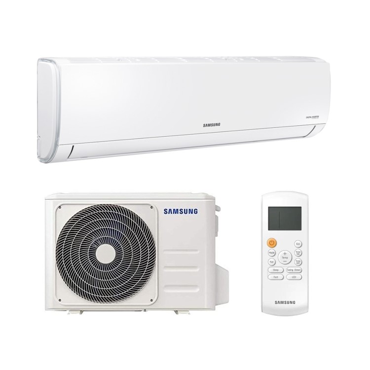 Samsung AR12ART A++ 12000 BTU Wall Mounted Air Conditioner with Heat Pump set made of indoor AR12TXHQASINEU and outdoor AR12TXHQASIXEU