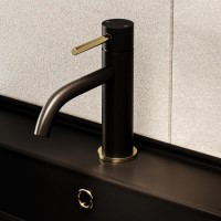 ONLY OPENED - Black & Brass Mono Basin Mixer Tap - Arissa