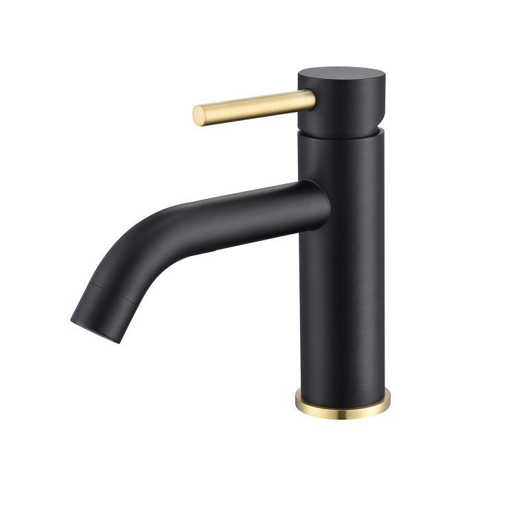 ONLY OPENED - Black & Brass Mono Basin Mixer Tap - Arissa