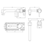 Grade A1 - 2 Tone Black and Brushed Brass Wall Mounted Basin and Bath Tap Pack - Arissa