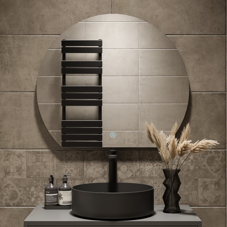ONLY OPENED - Semi Circle LED Bathroom Mirror with Demister 800 x 700mm - Ara