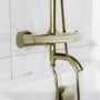 GRADE A1 - Brushed Brass Round Thermostatic Mixer Shower Set with Bath Filler Spout - Arissa
