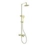 GRADE A1 - Brushed Brass Round Thermostatic Mixer Shower Set with Bath Filler Spout - Arissa