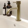 Brushed Brass Fluted Mono Basin Mixer Tap with Waste - Arissa