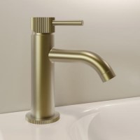 GRADE A1 - Brushed Brass Fluted Cloakroom Mono Basin Mixer Tap with Waste - Arissa