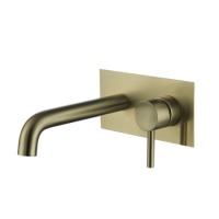 ONLY OPENED - Brushed Brass Wall Mounted Bath Tap With Backing Plate - Arissa