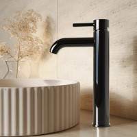 Black Chrome Tall Mono Basin Mixer Tap - Arissa