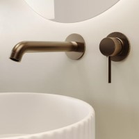 GRADE A1 - Brushed Bronze Fluted Wall Mounted Basin Mixer Tap - Arissa