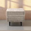 Small Beige Chenille Fabric Footstool - Archie