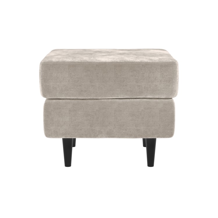 Small Beige Chenille Fabric Footstool - Archie