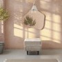 Small Beige Chenille Fabric Footstool - Archie