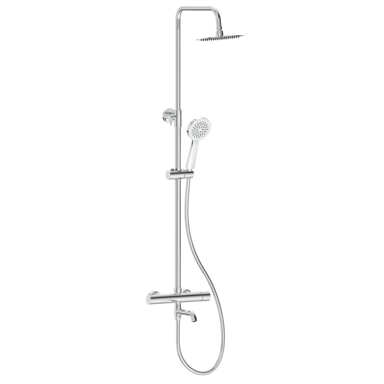 GRADE A1 - Chrome Round Thermostatic Mixer Shower Set with Bath Filler Spout - Arissa