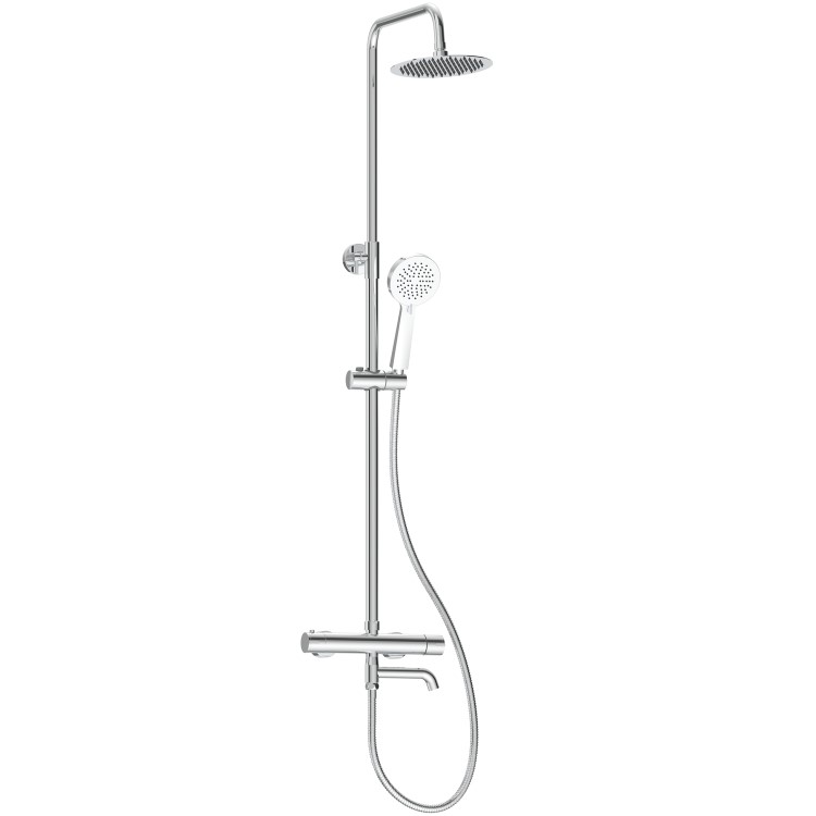 GRADE A1 - Chrome Round Thermostatic Mixer Shower Set with Bath Filler Spout - Arissa