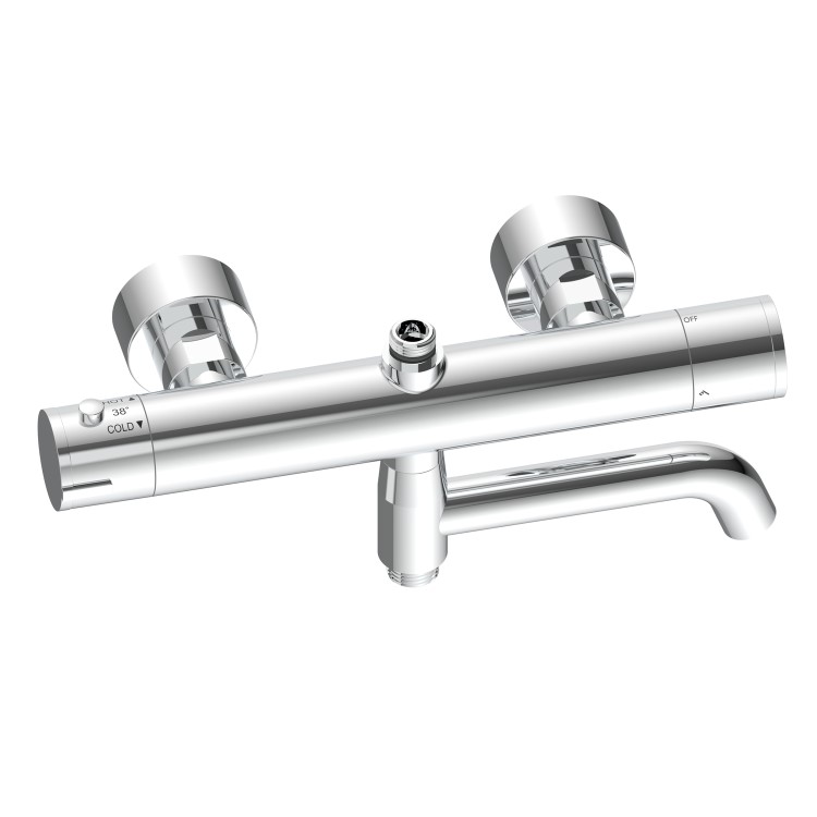 GRADE A1 - Chrome Round Thermostatic Mixer Shower Set with Bath Filler Spout - Arissa