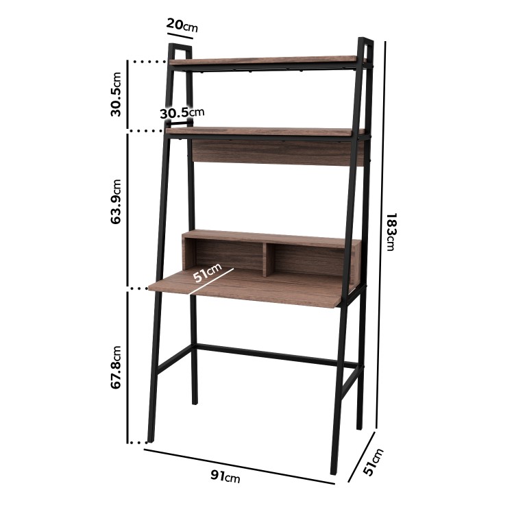 Industrial Walnut Ladder Desk - Arden