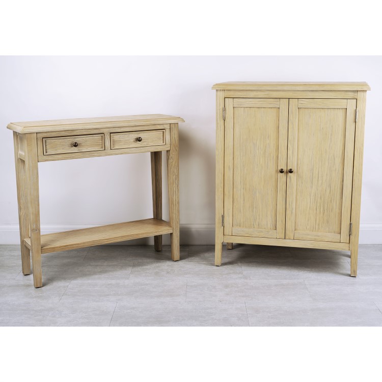 Narrow Light Wood Console Table with Drawers - Arelette