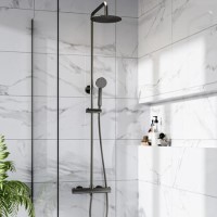 Gunmetal Grey Thermostatic Bar Mixer Shower Set with Slide Rail Kit & Hand Shower - Arissa Gunmetal Grey Thermostatic Bar Mixer Shower Set with Slide Rail Kit & Hand Shower - Arissa