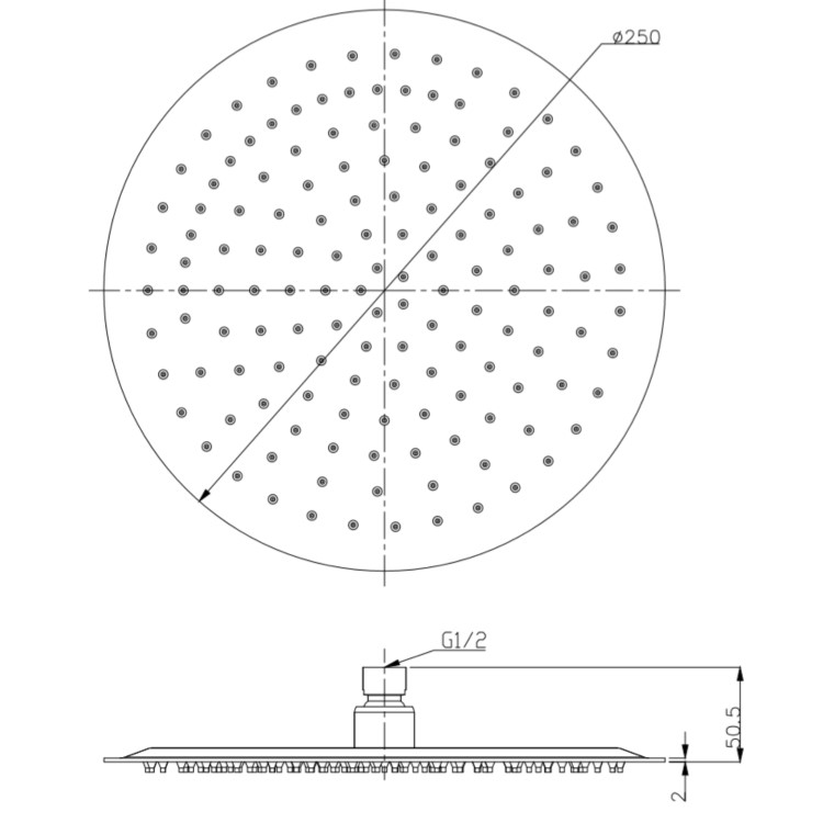 Gunmetal Grey Ultra Slim 250mm Shower Head - Arissa