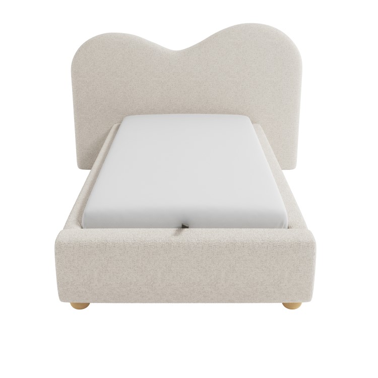 Cream Upholstered Single Ottoman Bed with Curved Headboard - Aria