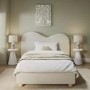 Cream Fabric Single Ottoman Bed with Wide Curved Headboard - Aria